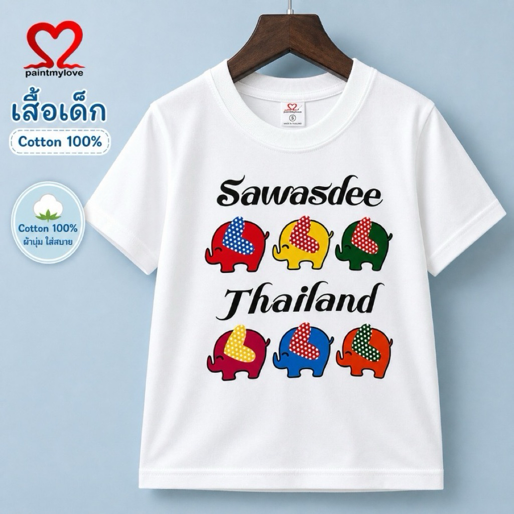 paintmylove เสื้อยืดเด็ก งานสกรีนThailand ผ้าCotton100% ผ้านุ่มใส่สบาย ได้ทั้งชายและหญิง