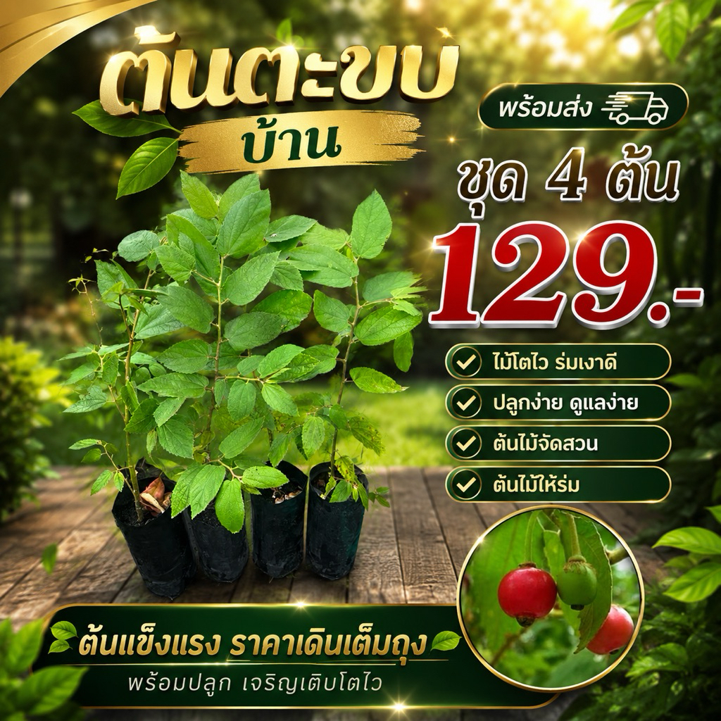 ต้นตะขบบ้าน พร้อมส่ง 🌳 ชุด 4 ต้น 129.- ไม้โตไว ร่มเงาดี ปลูกง่าย ต้นไม้จัดสวน ต้นไม้ให้ร่ม