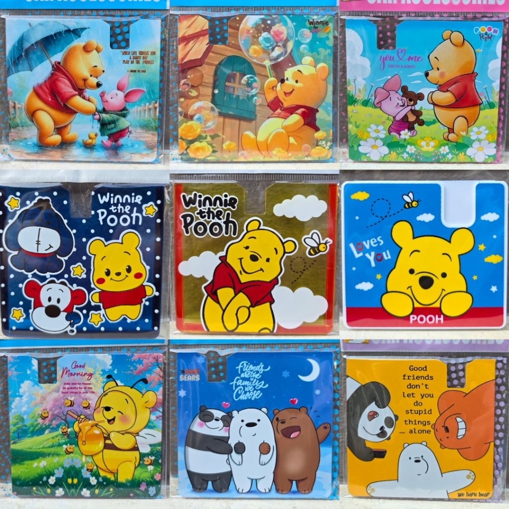 กรอบใส่ป้ายพ.ร.บ./ป้ายภาษีรถยนต์ winnie the pooh กรอบอคิริคใส่ป้ายภาษี พร้อมกาวในตัว ลายหมีพู Pooh