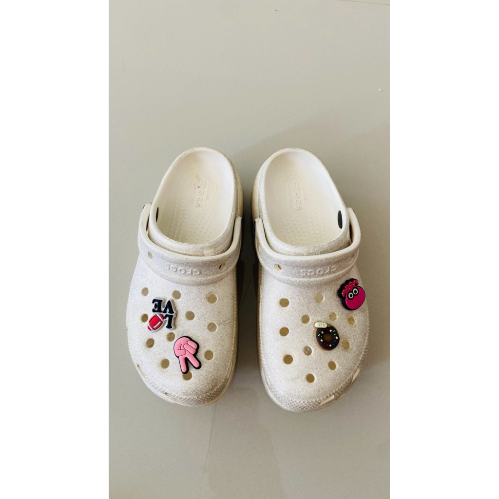 Crocs platform glitter รองเท้ามือ2 แบรนด์แท้ size 35-36