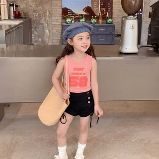 PRINCESS KESLI เสื้อครอปแขนกุดเด็ก เสื้อแขนกุดเด็กผู้หญิง เสื้อกล้ามเด็กผู้หญิง เสื้อยืดเด็กหญิง สไตล์เกาหลี 2-12 ปี