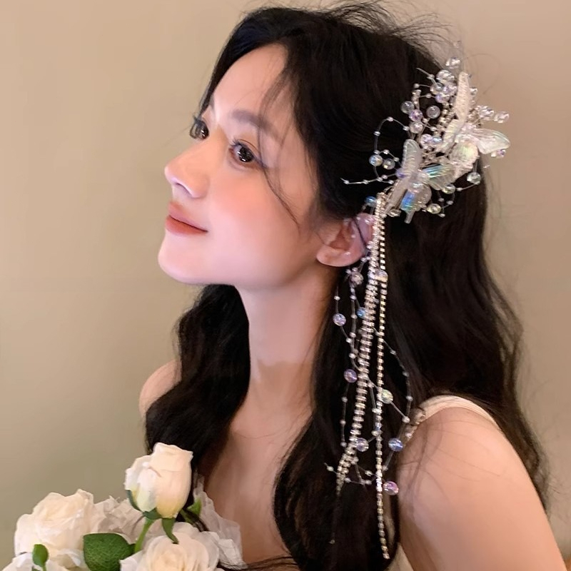 ZYZ หนีบผมผีเสื้อไหล่เพชรหนีบข้าง ช่วยให้หน้าเล็กสวยมาก สร้างออร่านางฟ้า ดูมีระดับสูงมาก