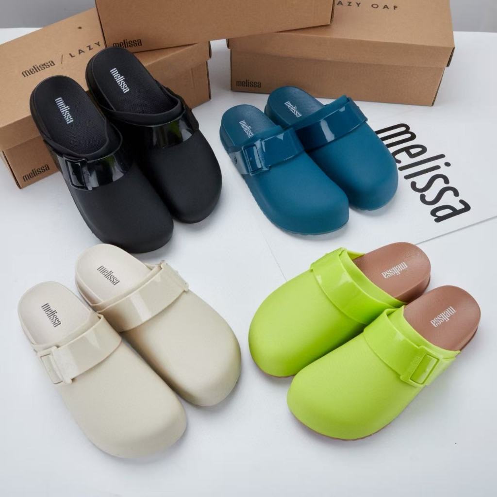 Melissa 2025 รองเท้าแตะหุ้มส้นพื้นหนา สีเรียบง่าย สไตล์ลำลอง เหมาะไปชายหาดและใช้ในชีวิตประจำวัน