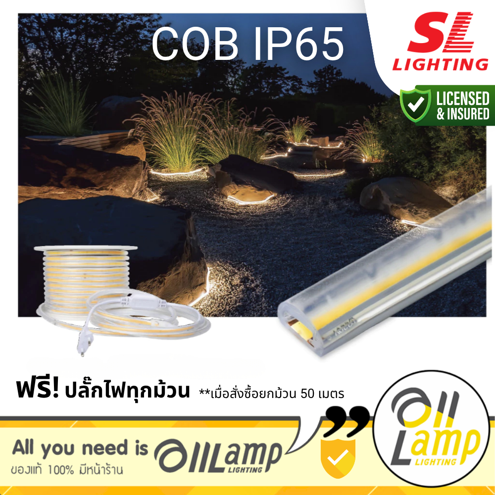 SL LIGHTING | LED Strip Light COB IP65 220V ไฟเส้นแอลอีดี สวย สว่าง สมูท IP65 กันน้ำ ซื้อขั้นต่ำ 1 เมตรขึ้นไป