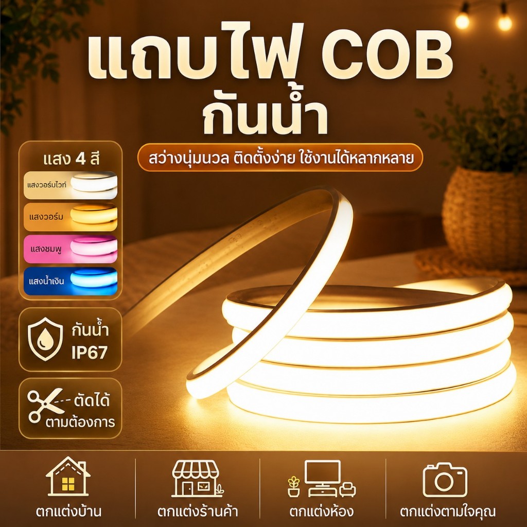 💥LEDแถบแสงนีออน,เกรดกันน้ำ IP67,ความยาว 3-30 เมตรสีสวยงามกันน้ำแรงดันไฟฟ้า 220V มีหลายสีให้เลือกมาพร้อมกับ,มาพร้อมกับปลั