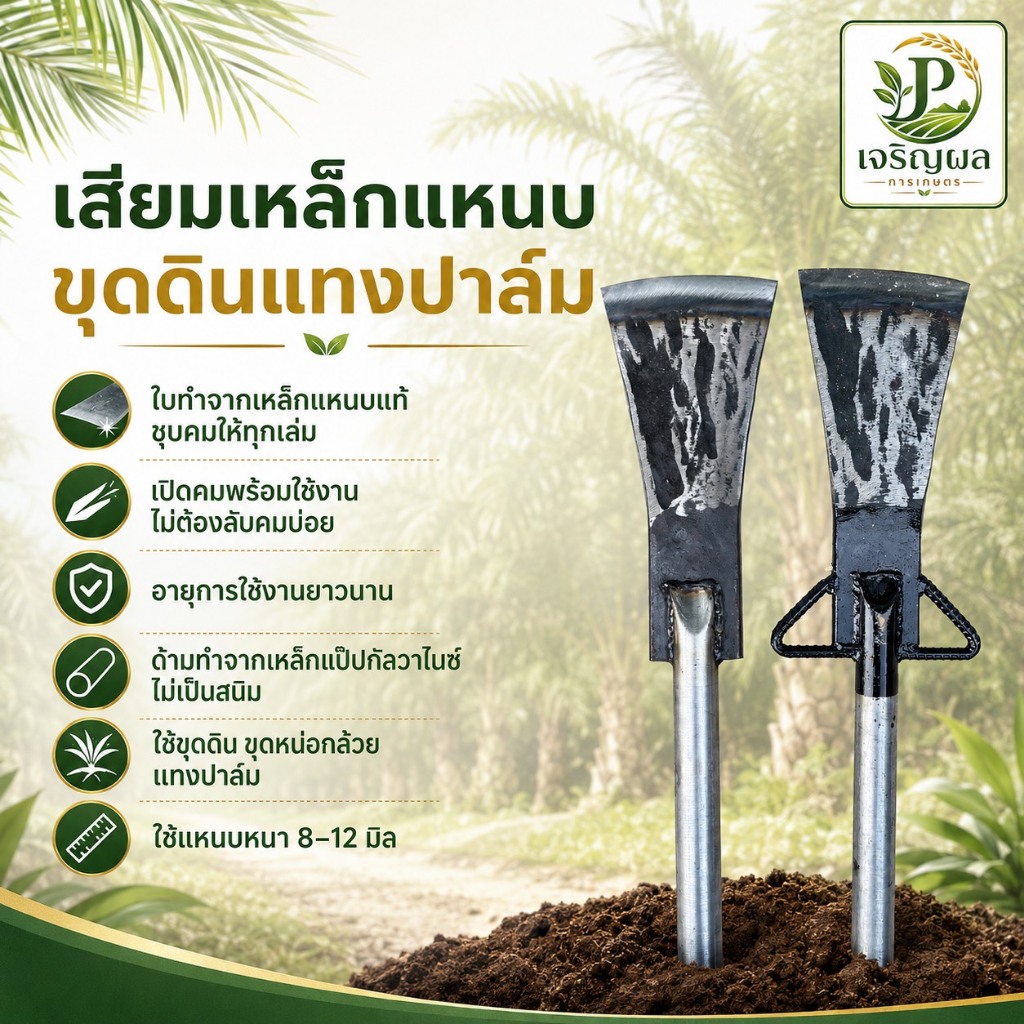 เสียมขุดดิน เสียมแทงปาล์ม แต่งปาล์ม เสียมกระแทก หัวเสียมเหล็กแหนบแท้ เสียมขุดหน่อกล้วย
