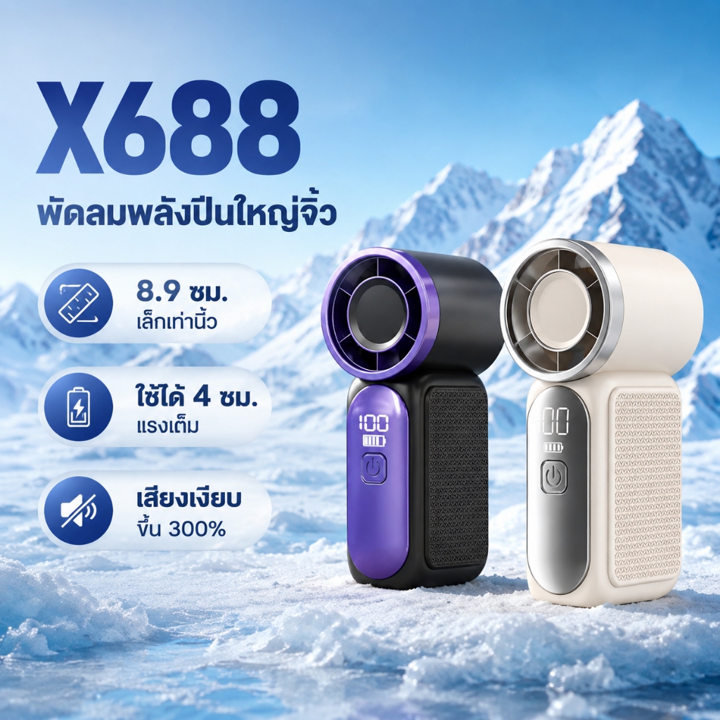 พัดลมพกพา พัดลมมือถือ พัดลมไม่มีเสียง mini fan 5เกียร์ ลมแรง Type-C แบตอึด พัดลมขนาดเล็ก เดินทาง รถไฟฟ้า กลางแจ้ง