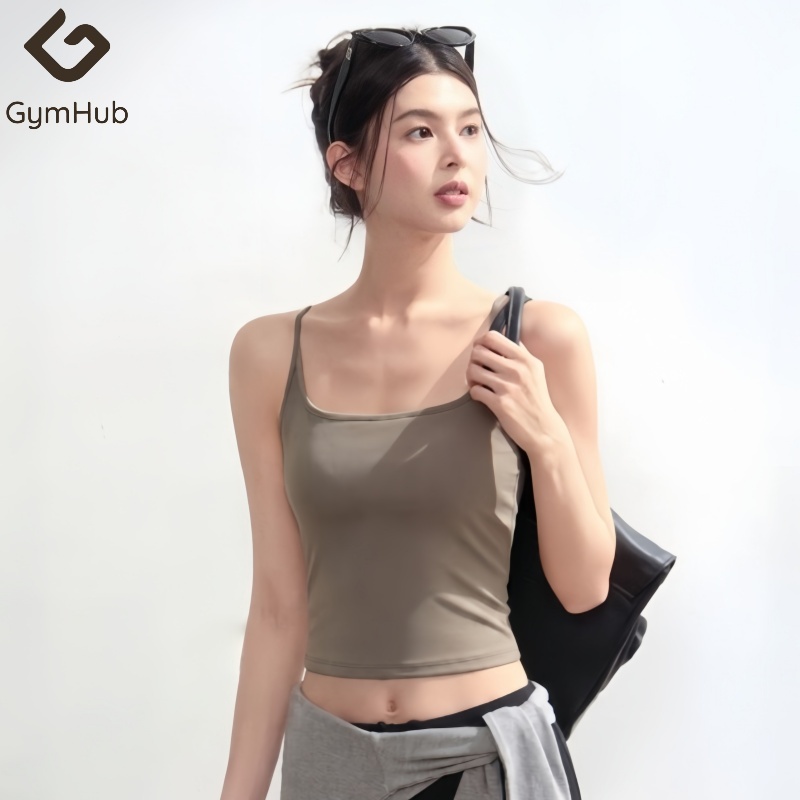 GymHub เสื้อกล้ามโยคะมีฟองน้ำในตัว ดีไซน์เปิดหลังสวย ใส่เป็นเสื้อนอกได้ ใส่แล้วดูเพรียว สำหรับวิ่งและฝึกซ้อม
