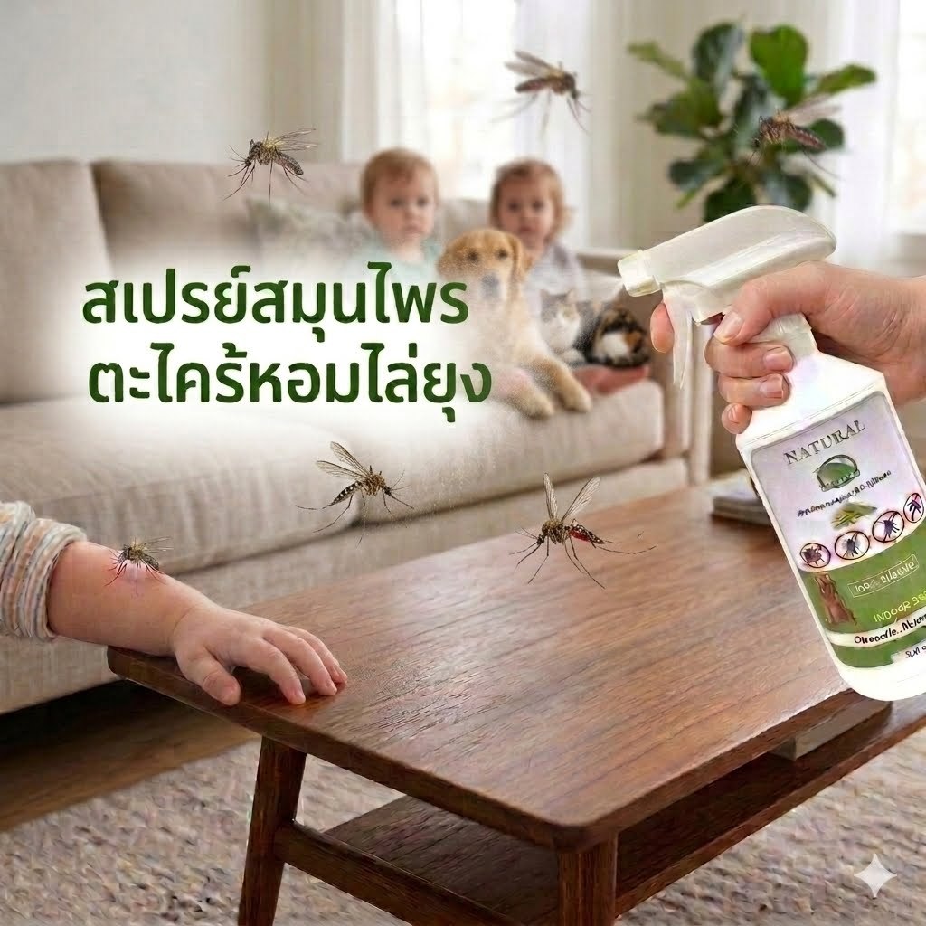 Citronella spray สเปรย์ไล่ยุงสูตรน้ำ น้ำมันหอมระเหยสมุนไพรธรรมชาติ ตะไคร้ ยูคาลิปตัส
