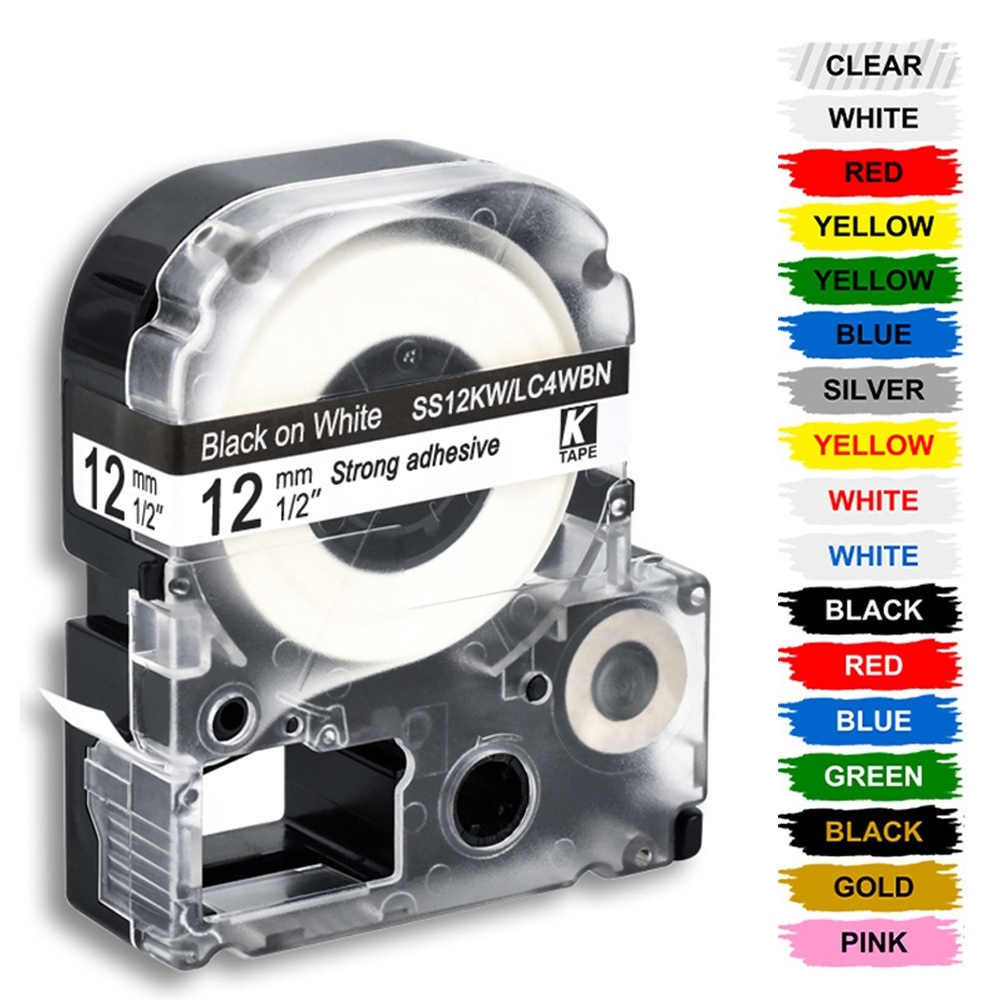 SS12KW SS9KW Label Tape Compatible for Epson/KingJim Label Cassette SS18KW SC12YW SC12RW SC12BW For LW-300 label printer