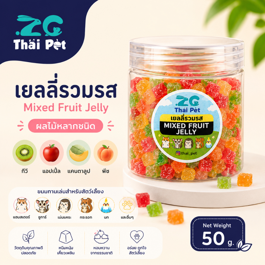 [ZC] เยลลี่ผลไม้รวมรส Mixed fruit Jelly ขนมสำหรับสัตว์เลี้ยง ขนมแฮมสเตอร์-ชูการ์-เม่นแคระ-สัตว์อื่นๆ