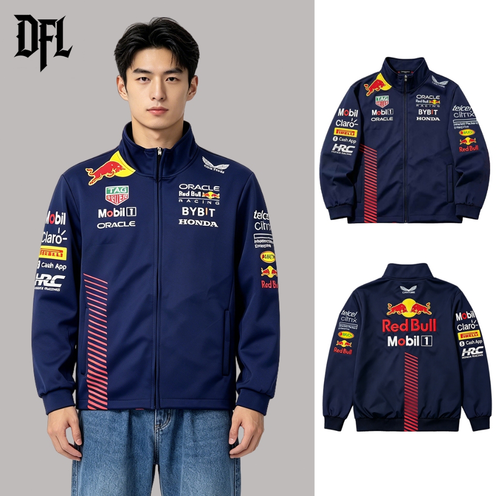 【พร้อมส่งไทย】F1 RedBull เสื้อแจ็คเก็ตรถแข่ง ผ้าหนานุ่ม ปักลาย (ไม่ใช่สกรีน) แฟชั่นย้อนยุค สบายระบายอากาศ สำหรับกีฬา