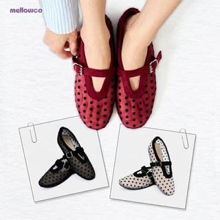 Mellowco รุ่น Rica Polka Dot Flat รองเท้าผ้าตาข่ายลายจุด ME-6104