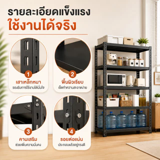 BLOVE ชั้นวางของ ชั้นวางของชั้นเหล็ก แข็งแรง ทนทาน ประกอบง่าย การรับน้ำหนัก 250 กิโลกรัมต่อชั้นปรับความสูงได้อย่างอิสระ