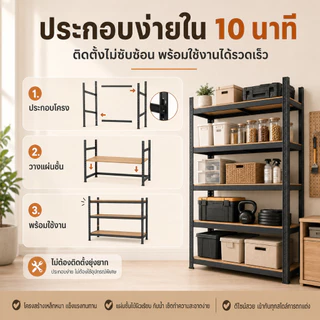 BLOVE 🔥ชั้นวางของ🔥 แข็งแรง รับน้ำหนัก 500 กก. 3/4/5/6ชั้น· ประกอบเองง่าย 10 นาที · ส่งจากกรุงเทพฯ