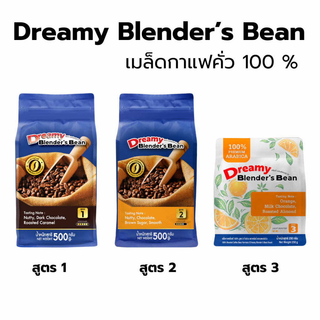เมล็ดกาแฟคั่ว Dreamy Blender’s Bean สูตร 1 เมล็ดกาแฟ ดรีมมี่ คั่ว เข้ม แท้100%