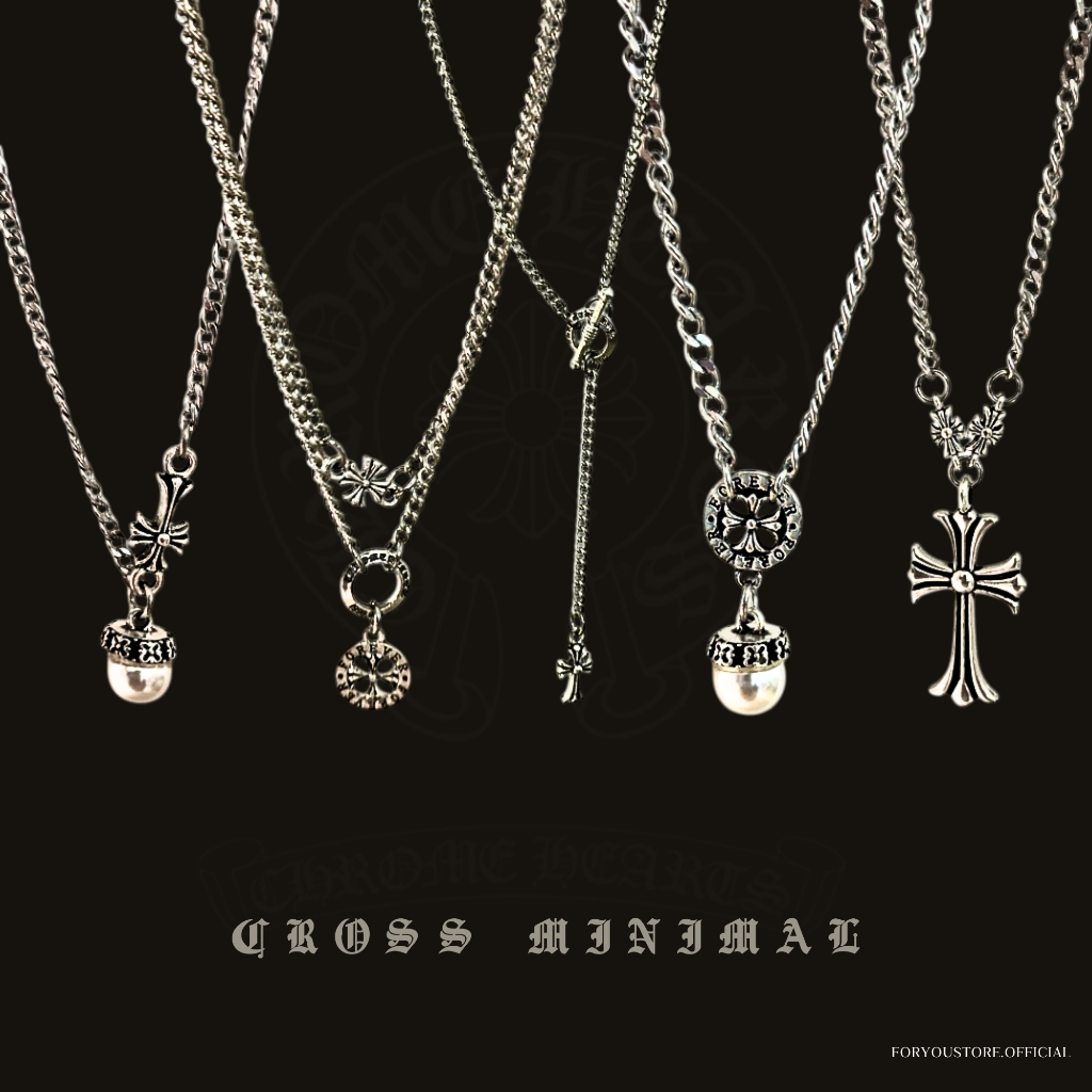 Ch Crow Hearts Unique Retro Cross Small Pin Necklace  สร้อยคอโครมฮาร์ท พร้อมส่งในไทย