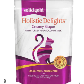 【1ซอง】อาหารเปียกแมว Solid Gold Holistic (EXP11/26) Delights Creamy Bisque Turkey Tuna Chicken Salmon