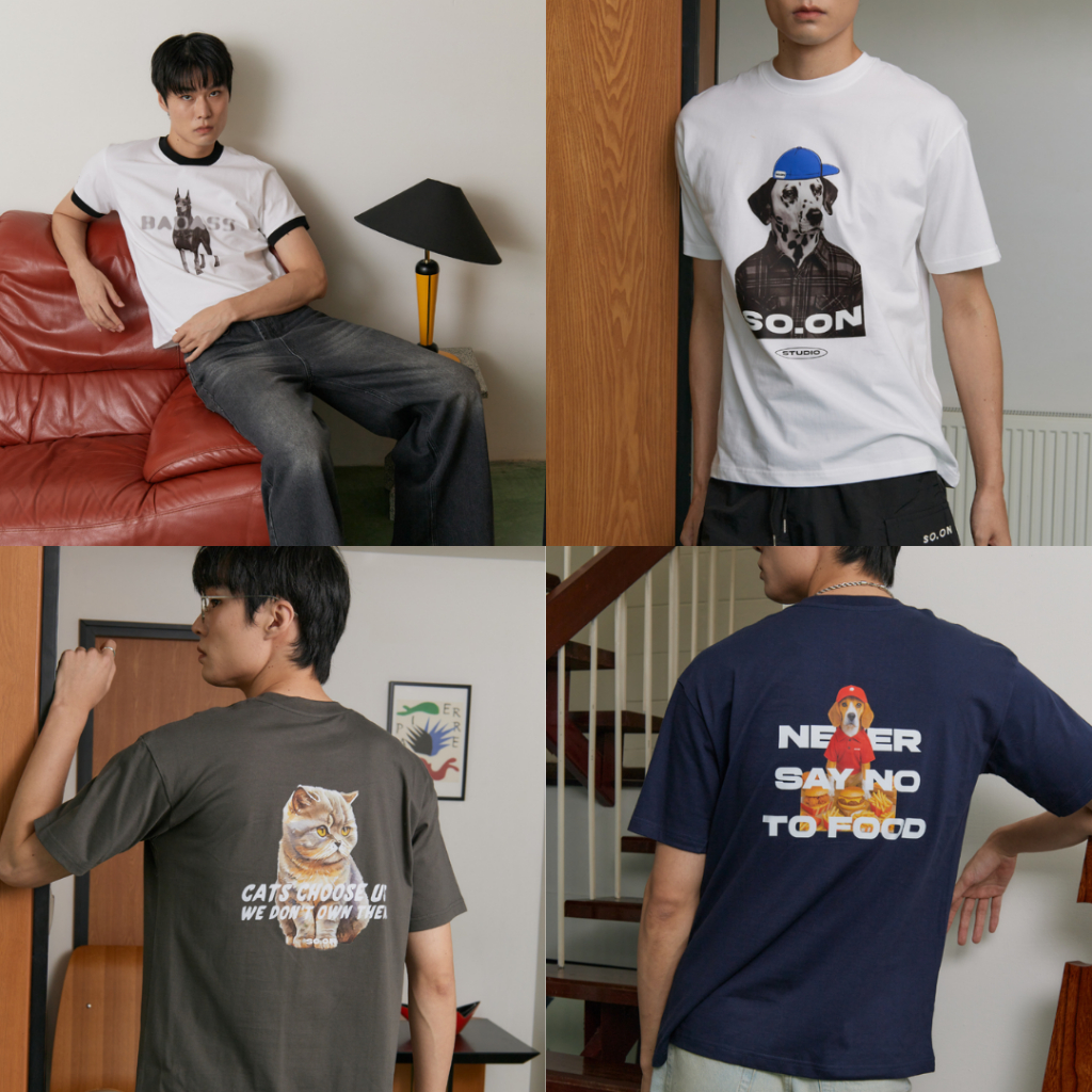 SO.ON เสื้อยืดทรง Oversize เสื้อโอเวอร์ไซส์ รุ่น Cat and Dog Society