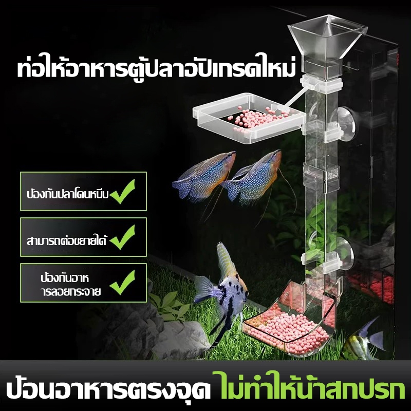 เครื่องให้อาหารปลาในตู้ปลา วงให้อาหารปลา กันอาหารลอยกระจาย ที่ให้อาหารปลา อะคริลิกใสแบบจม อุปกรณ์ตู้ปลา ปลาเล็ก
