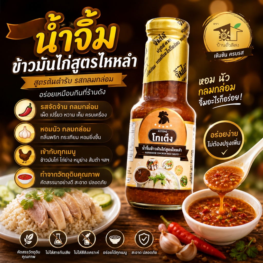 น้ำจิ้มข้าวมันไก่สูตรไหหล่ำ 300g ตราโกเต็ง