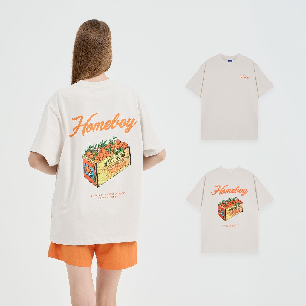 HOMEBOY เสื้อoversize HB.ORANGE.SUMMER.OVS คอตตอน ใส่ได้ทุกวัน