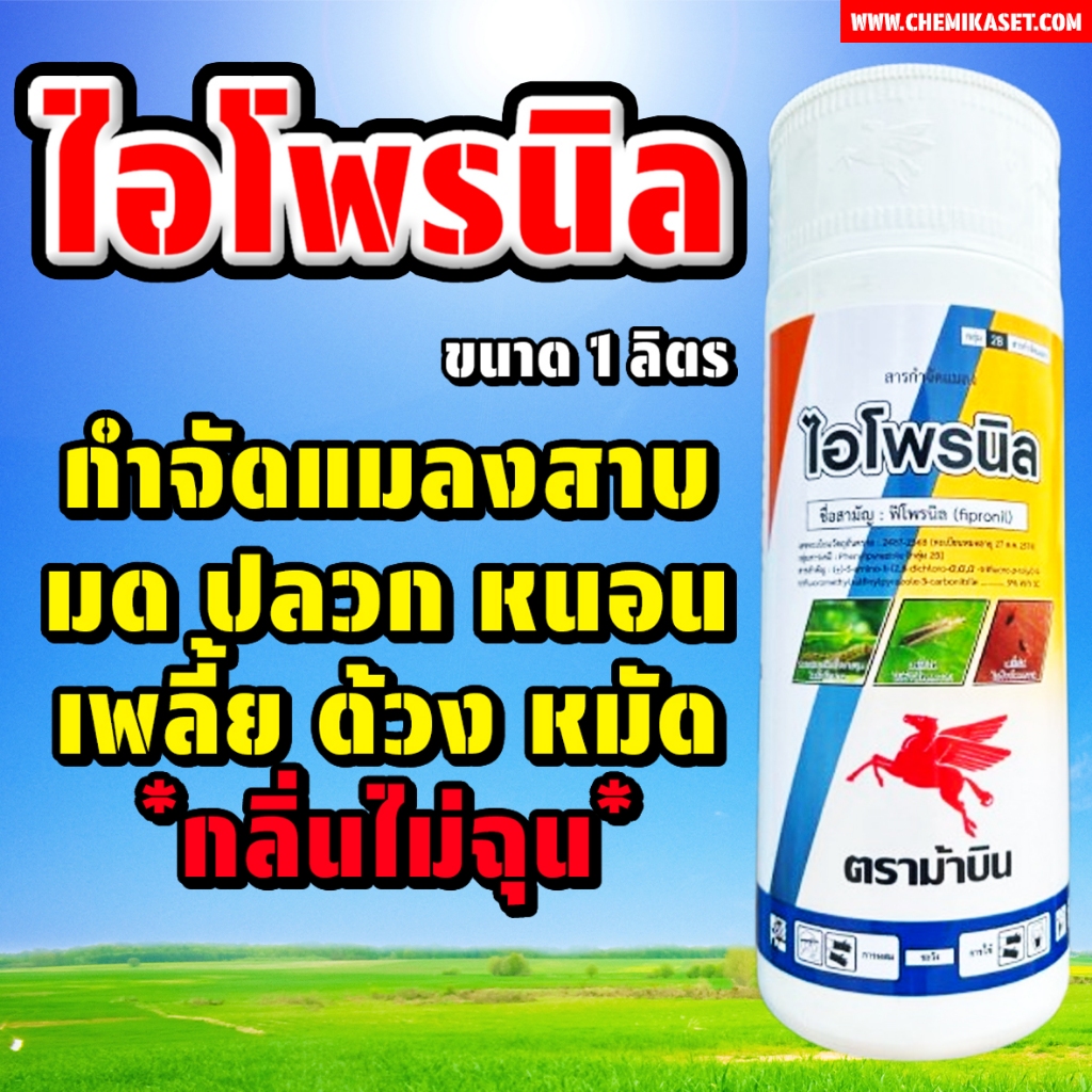 ไอโพรนิล ขนาด 1 ลิตร ฟิโพรนิล5% ตราม้าบิน ใช้กำจัดแมลงต่างๆได้หลายชนิด