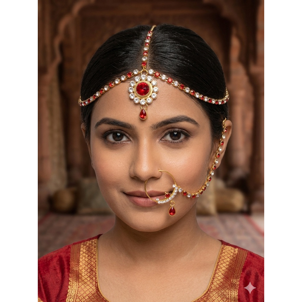 Indian tikka for forehead ,Nose ring , wear with Indian saree,Lehenga or dress