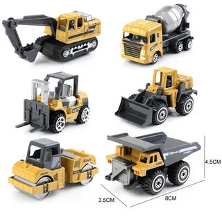 YUNLEOTOY ของเล่นรถตักดินเหล็กผสม 6 ชุด รถขุด รถถัง รถตัก รถปูน รถดั๊มพ์ รถยกของ ของเล่นเด็ก ขนาด 1:64