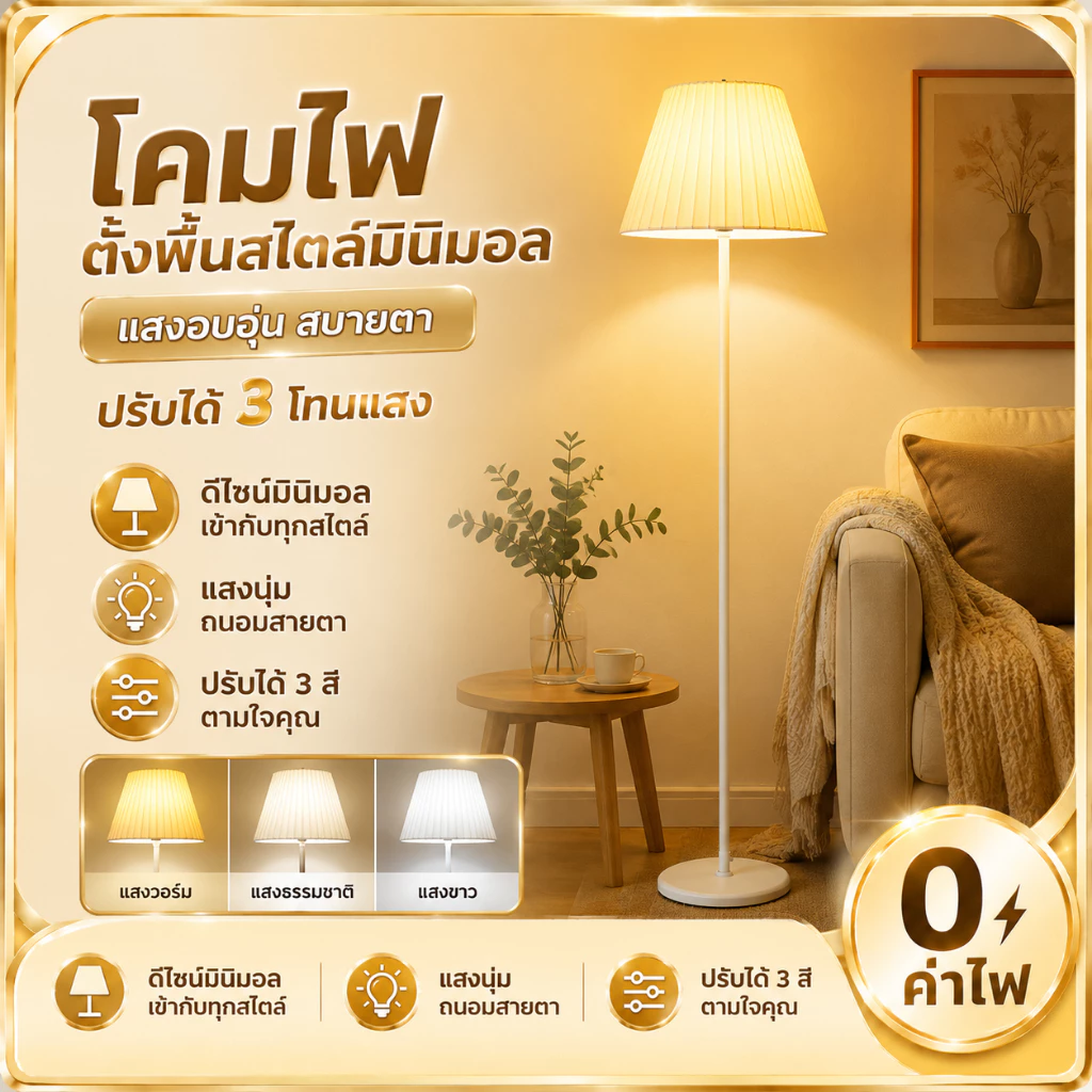 โคมไฟตั้งโต๊ะ โคมไฟตั้งพื้นแบบเรียบง่าย โคมไฟสามสีสำหรับห้องนอน โคมไฟหัวเตียงตกแต่งบ้าน สไตล์นอร์ดิก ใช้ในสำนักงานได้