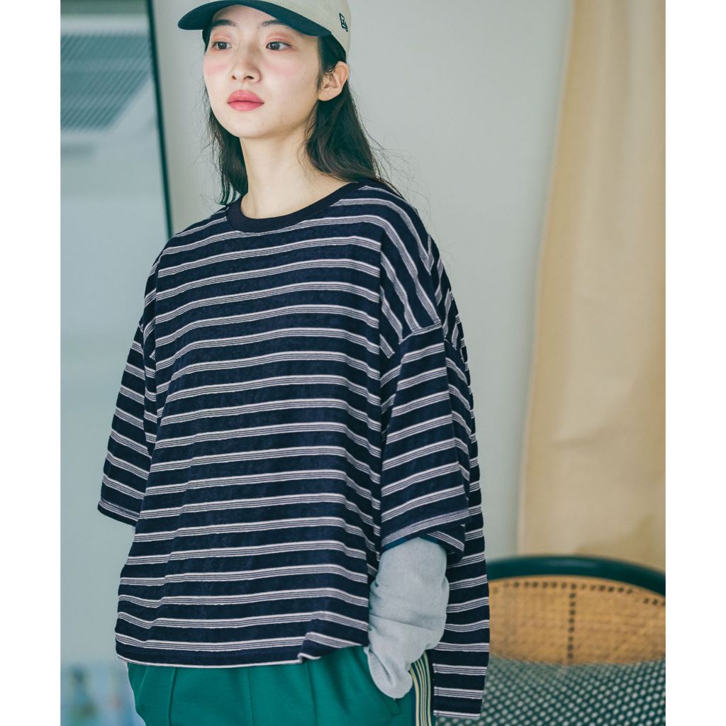 niko and ... เสื้อยืดลายทาง ผ้าพายล์ Pile border T-shirt