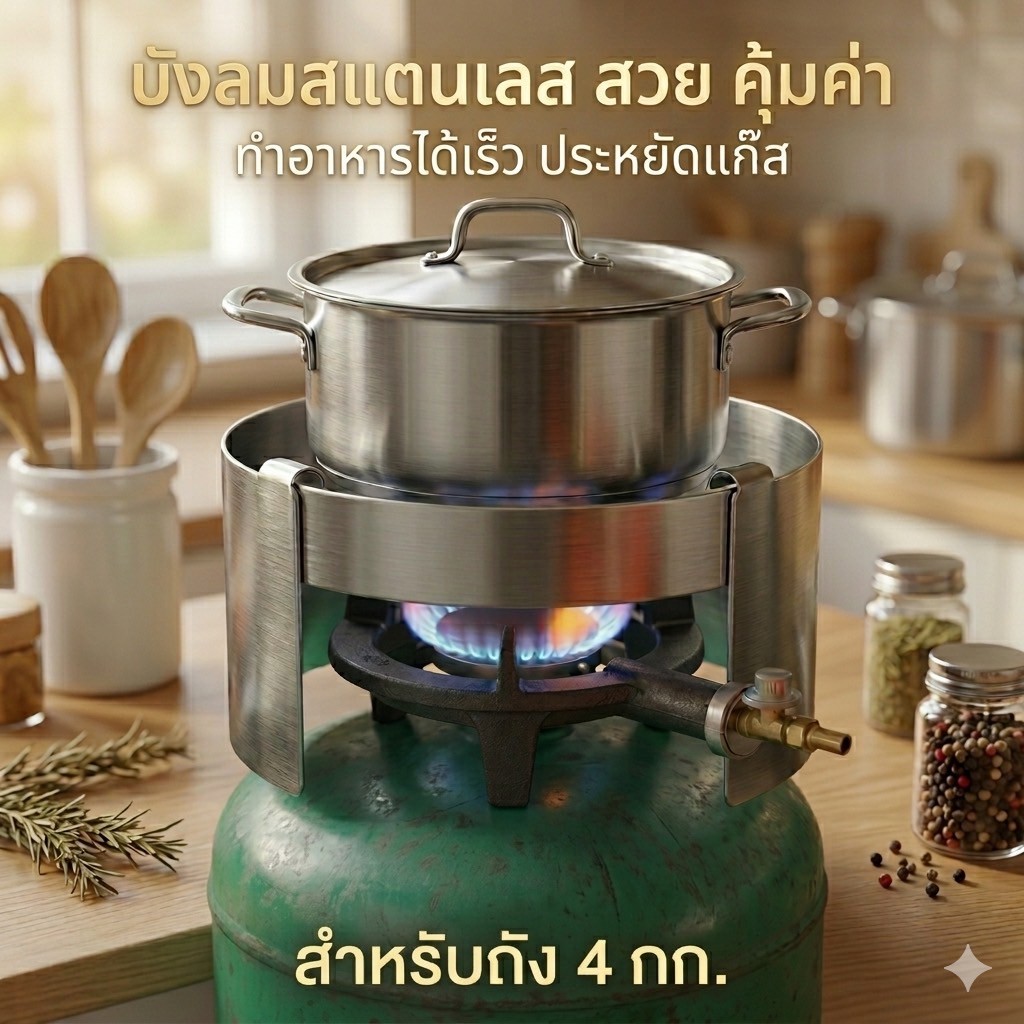 🔥 บังลมเตาแก๊สปิคนิค (สำหรับถัง 4 กก.) – ไฟแรง ประหยัดแก๊ส หมดปัญหาลมพัด!