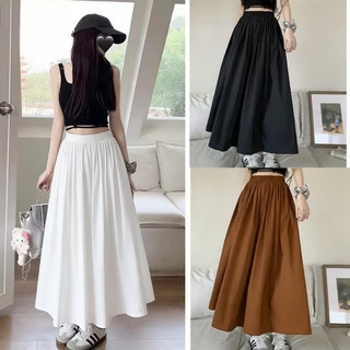 เดรสยาวทรงเอชายบานสไตล์ฝรั่งเศส เสื้อผ้าแฟชั่นผู้หญิง baggy 3 สี สง่างาม มีสไตล์ ครับ/ค่ะ ชุดไปทะเล เสื้อผ้าสาวอวบอ้วน