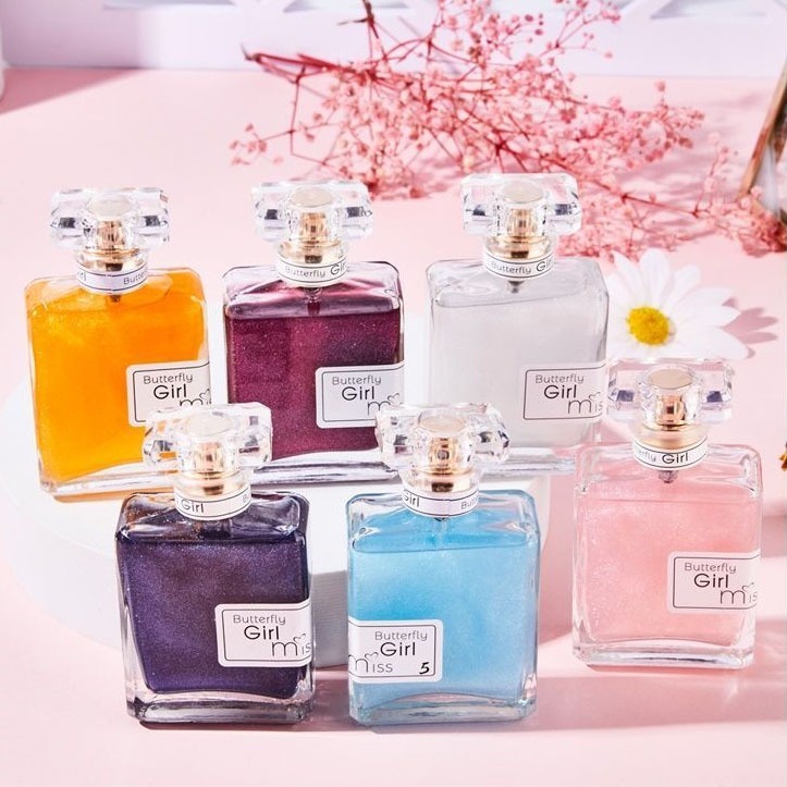 น้ำหอม Butterfly Girl Miss กลิ่นหอมติดทน 50ml มีกลิตเตอร์วิ้ง น้ำหอมผู้หญิง หวานหรู สดชื่น ใช้ได้ทุกวัน