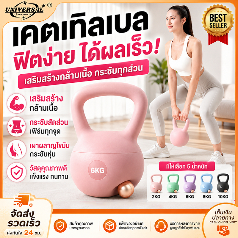 เคตเทิลเบล 2กก4กก6กก8กก10กก วัสดุ PVC อ่อนเพื่อหลีกเลี่ยงการบาดเจ็บ เหมาะสำหรับผู ดัมเบล Kettlebell เคตเทิลเบลก้นนิ่ม