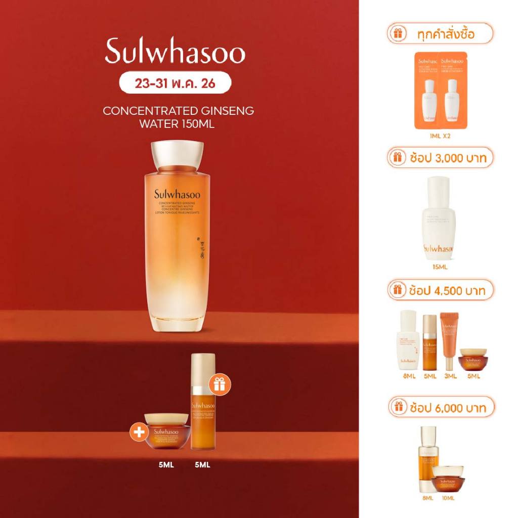 Sulwhasoo Concentrated Ginseng Rejuvenating Water 150ML น้ำตบโสม ฟื้นฟูความแน่นกระชับของผิวหน้า จากภายในชั้นผิว