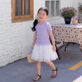 PRINCESS KESLI เสื้อยืดเด็กผู้หญิง เสื้อแขนสั้นเด็ก เสื้อผ้าเด็กผู้หญิง สวมใส่สบาย สัมผัสนุ่ม 2-12 ปี