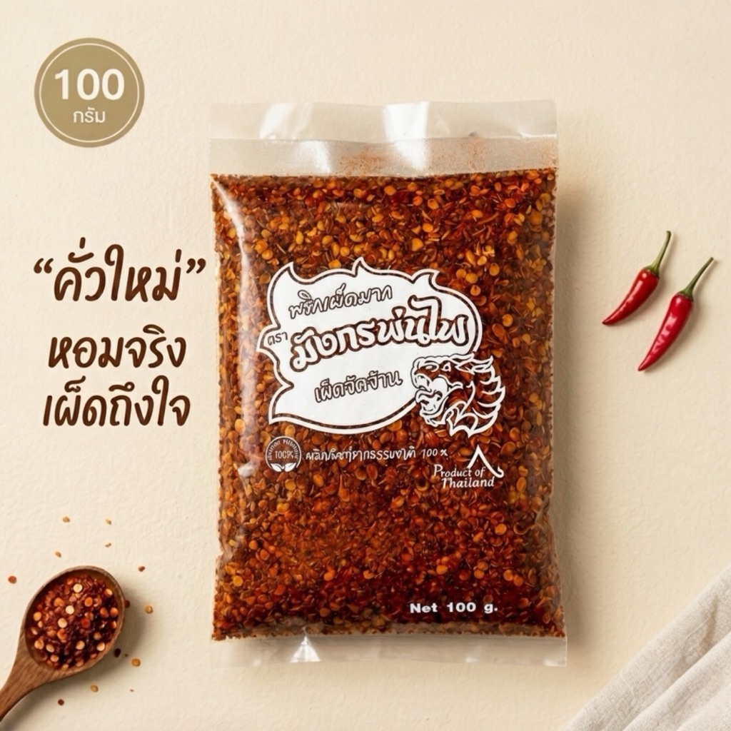 🔥 พริกป่นคั่วสด 100g หอมจริง เผ็ดจัด พริกแท้ 100%(แดง100)