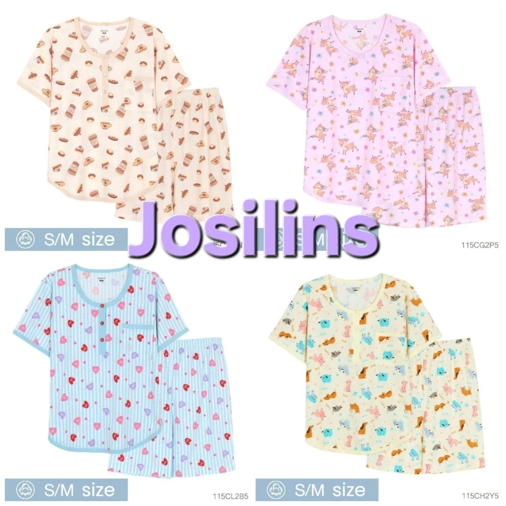 Josilins ชุดนอน คอกลม แขนสั้น ขาสั้น ผ้ายืด ชุดนอนโจศิรินส์