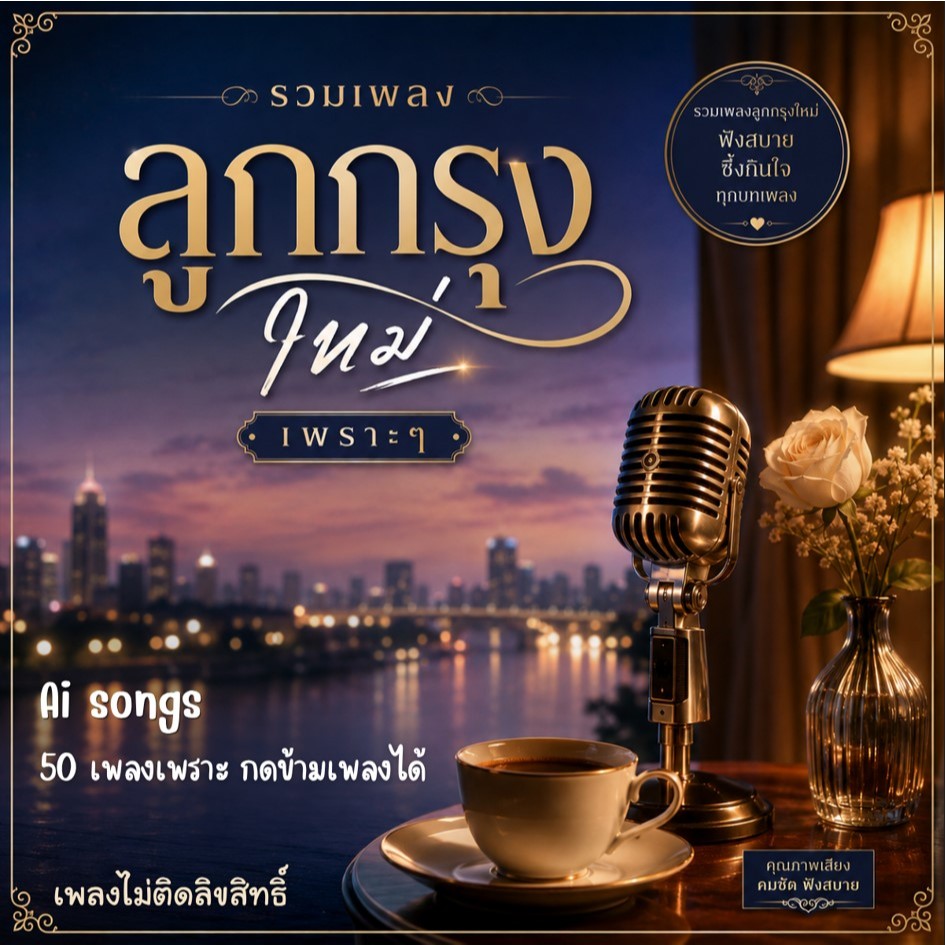 MP3 50 เพลงลูกกรุงใหม่ AI Songs เพราะๆ (แผ่น CD , USB แฟลชไดร์ฟเพลง ไม่ติดลิขสิทธิ์)