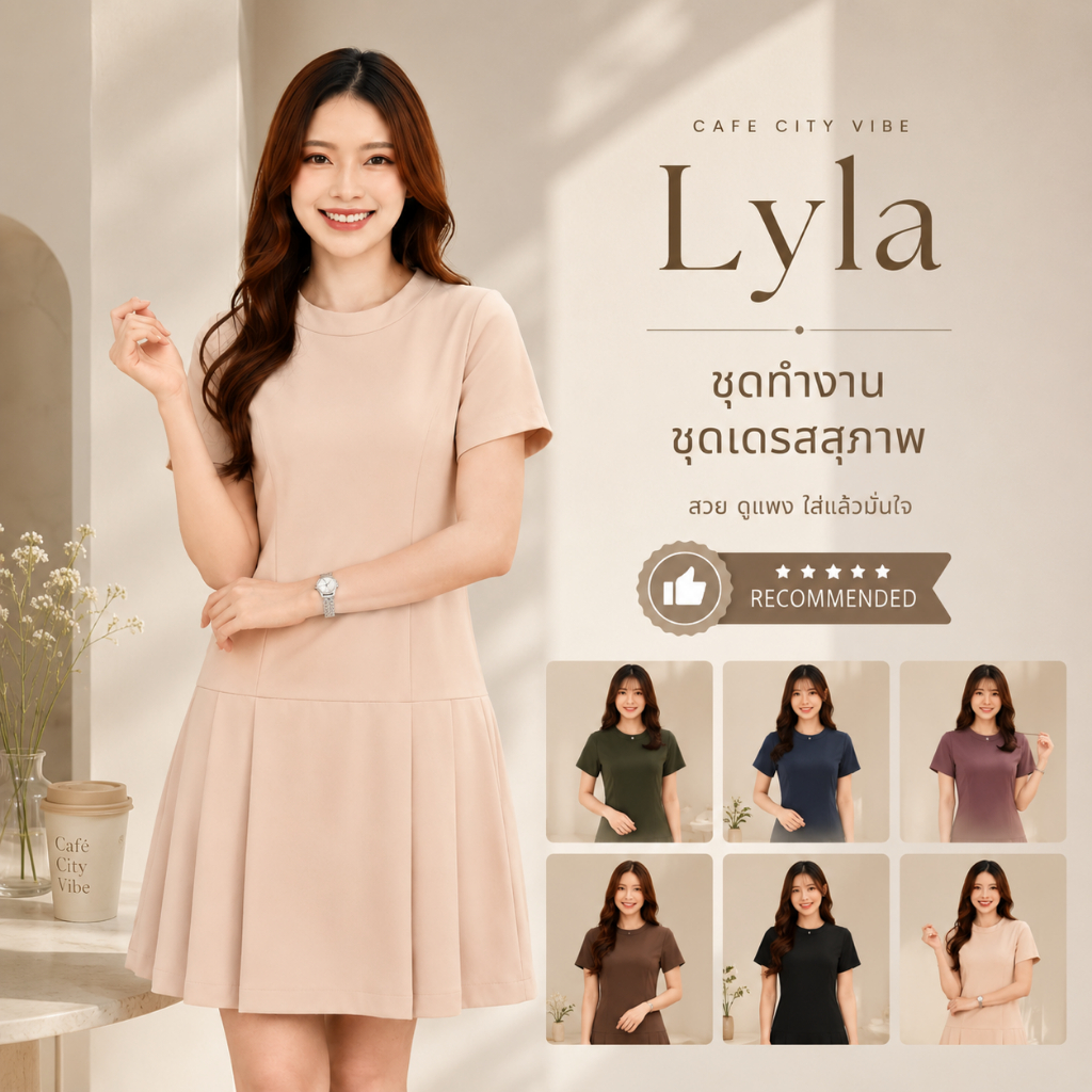 ชุดทำงานผู้หญิง ชุดเดรสสตรี สุภาพ เรียบร้อย สวย มีคุณภาพ รุ่น Lyla