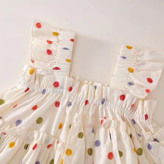 Hania kids พร้อมส่ง ชุดเซ็ตลายจุดเสื้อแขนกุด+กางเกงขายาว เสื้อผ้าเด็กผู้หญิง K4125442