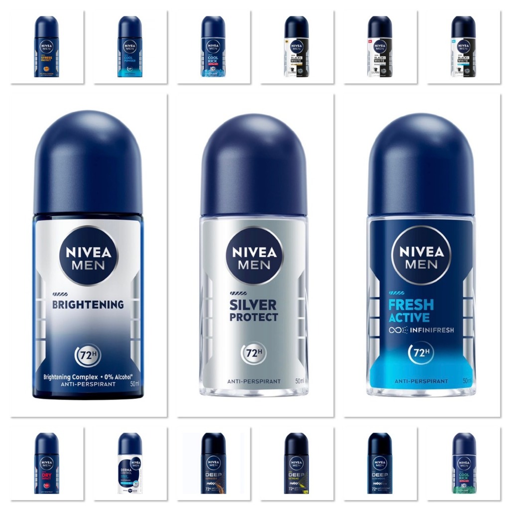 [แพ็ค3อัน] Nivea นีเวีย โรลออน ระงับกลิ่นกาย ใต้วงแขน สำหรับผู้ชาย มีหลายแบบให้เลือก ขนาด 50มล.