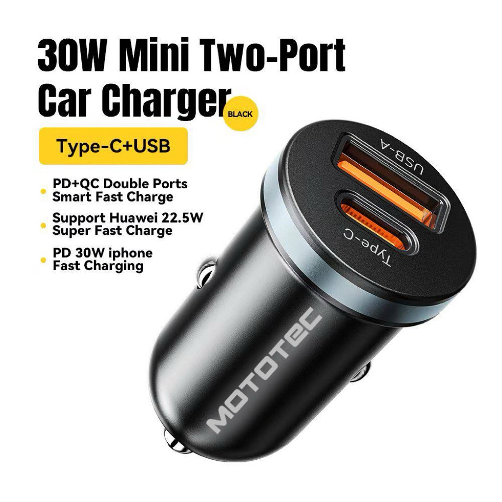 MOTOTEC ES-CC12 Car Charger PD/QC 3.0. 30W. หัวชาร์จรถระบบชาร์จเร็ว Quick Charge