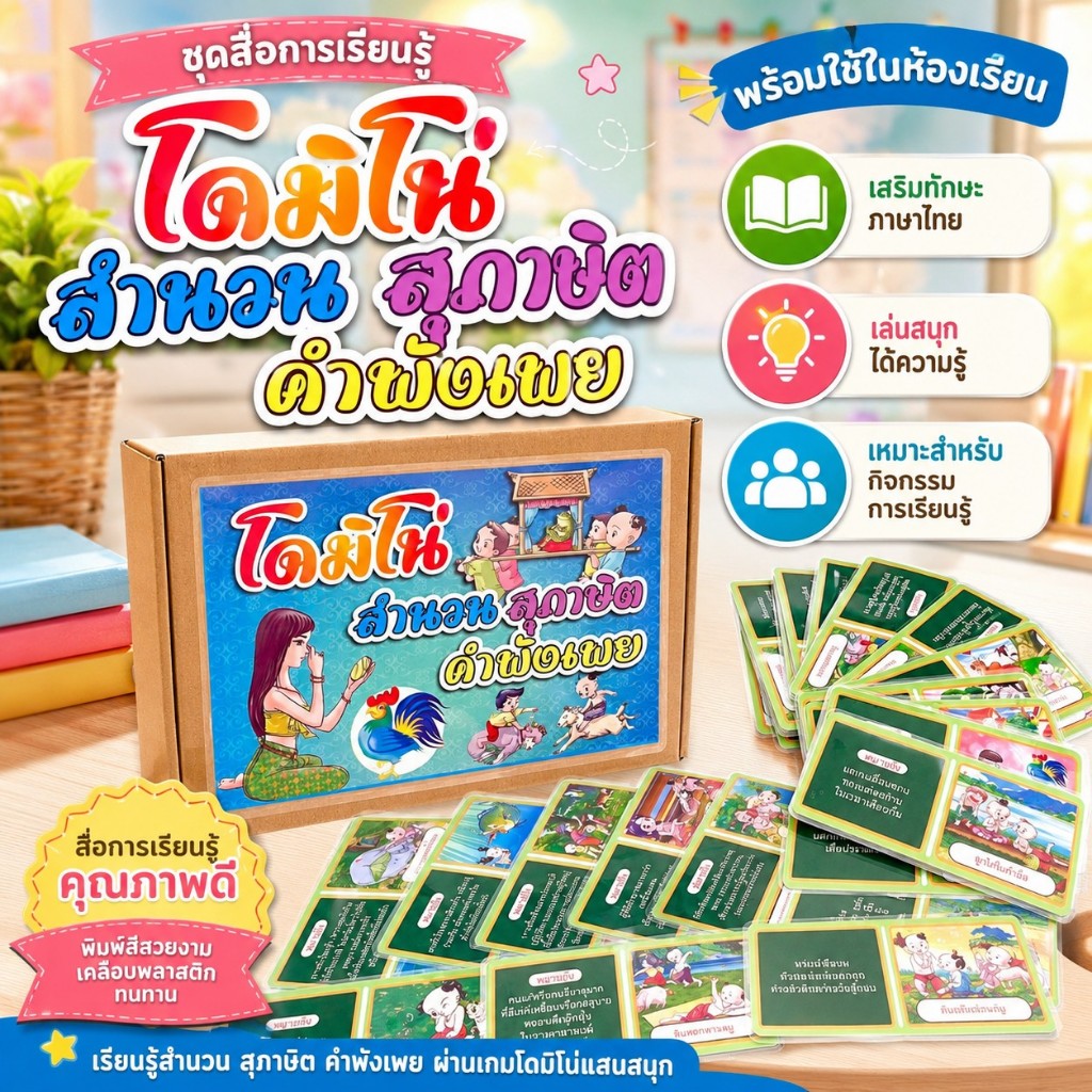 สื่อารสอนวิชาภาษาไทย โดมิโน่ เรื่อง สำนวน สุภาษิต คำพังเพย A5