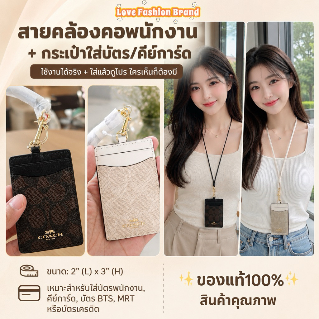 👑ผ่อน0%แท้100%👑 คล้องบัตร พนักงาน LANYARD ID CASE F57311 57311 cz285 63274