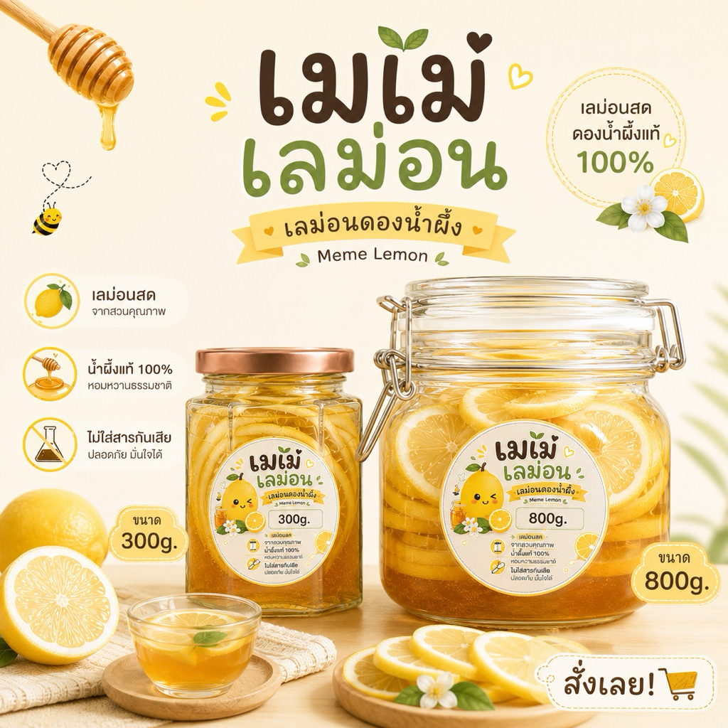 เลม่อนดองน้ำผึ้งแท้ 🍯🍋🐝(เลม่อน+น้ำผึ้งแท้ เน้นๆ)