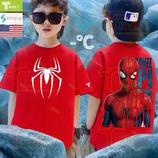 [งานเกรดพรีเมียม งานเกรด A] Kids T เสื้อยืดเด็ก พิมพ์ลายสไปเดอร์แมน ผ้าฝ้าย 100% ใส่สบาย หลวม เหมาะเด็กผู้ชาย เด็กผู้หญิ