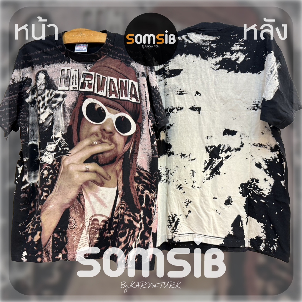 เสื้อ OVP ผ้ากัด - NIRVANA - เคิร์ตใส่หมวกพร้อมสูบ