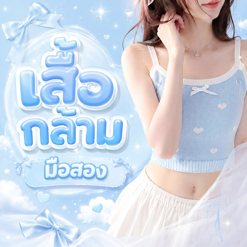 เสื้อกล้าม ไหมพรม เสื้อสายเดี่ยว ผู้หญิง มือสอง พร้อมส่ง